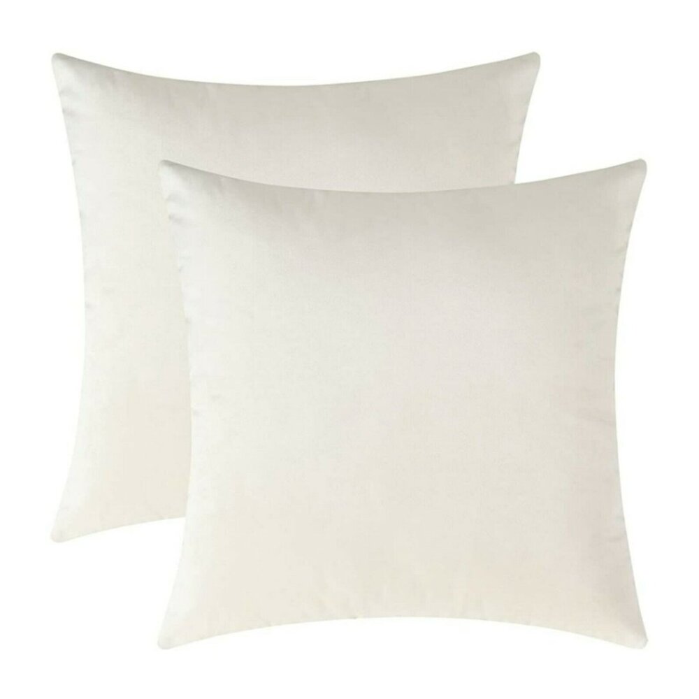Mixhug Cream White Set of 2 Velvet Square Pillowcase Covers 18x18 Inches
